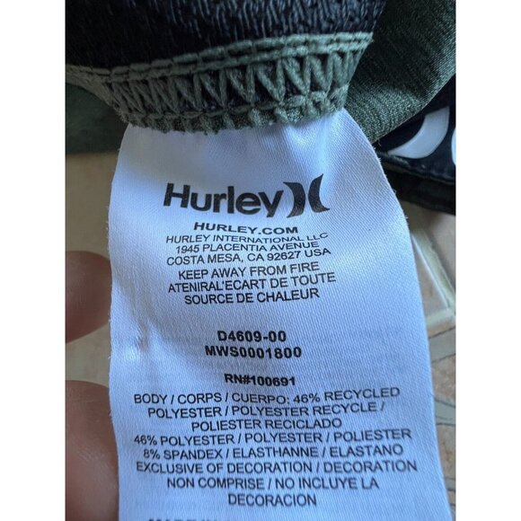 Hurley Phantom worn once  green polyester  shorts men size 30 - Picture 5 of 7